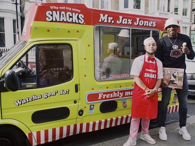 Jax Jones promotes his 'Snacks' album with an ice cream van