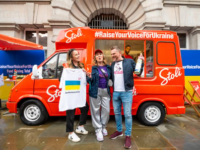 Stoli's red ice cream van for a Ukraine event