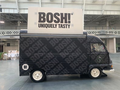 The Bosch hired Renault Estafette inside a venue.