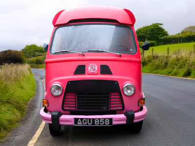 The front of the Starbucks vintage Estafette.