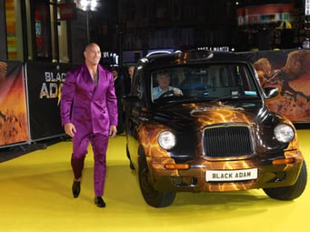 A branded taxi with 'The Rock' to celebrate the launch of the movie, Black Adam.