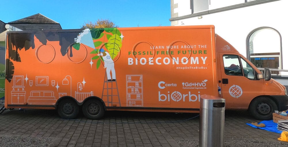 BiOrbic's Biobus exhibition vehicle while on the road.