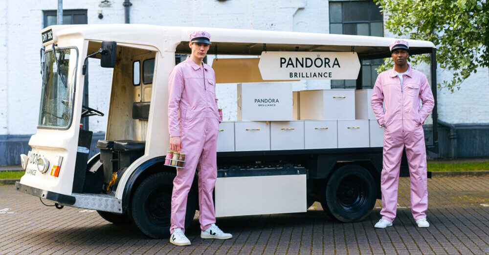 The British milk float and staff hired by the jewellery company Pandora.