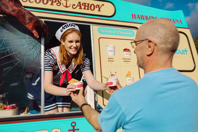 Handing out free ice cream from a hired 'Stranger Things' van