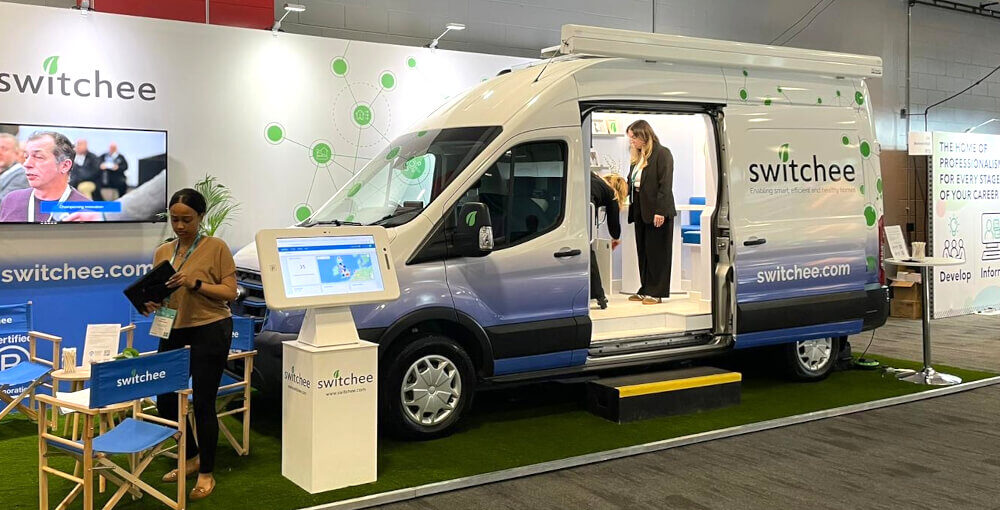 The Ford e-Transit exhibition van hire, as used by Switchee