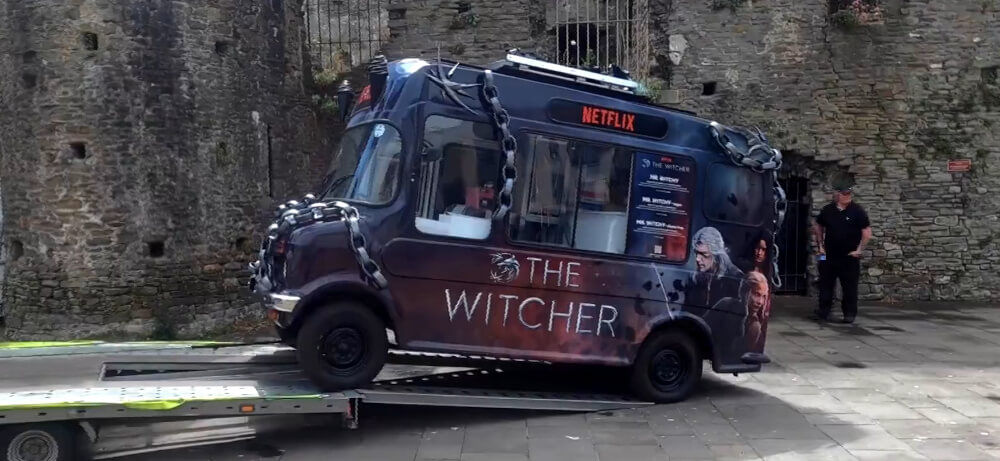 Witcher van being put onto location by a banksman