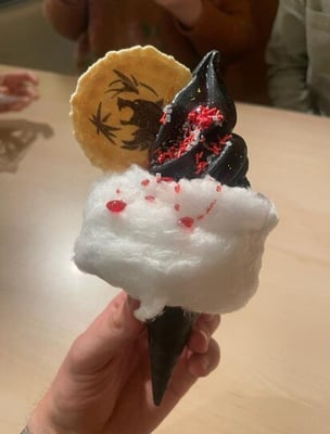 Witcher ice cream with a black cone and white candy floss, helping Promohire to win bronze at the FMBE awards