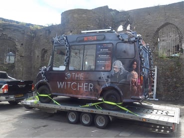 The Witcher van delivered by trailer